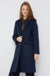 Pepe Jeans płaszcz wełniany kolor granatowy przejściowy. Niebieskie płaszcze Pepe Jeans, l, bez wzorów, z jeansu, bez kaptura. W wyprzedaży za 789.99 zł.