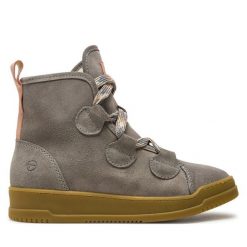 Botki Tamaris. Szare botki Tamaris, bez wzorów, bez obcasa, na płaskiej podeszwie, bez zapięcia. Za 269.99 zł.