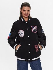 Tommy Jeans Kurtka bomber Letterman DW0DW14940 Czarny Oversize. Czarne kurtki Tommy Jeans, m, bez wzorów, z jeansu, bez kaptura. Za 599.99 zł.