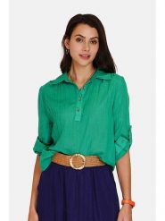 Le Jardin du Lin Lniana bluzka w kolorze zielonym rozmiar: 40. Zielone bluzki Le jardin du lin, bez wzorów, ze lnu, klasyczne, bez kołnierzyka, bez ramiączek. Za 105.14 zł.