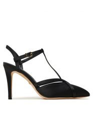 Guess Sandały 4BGZ30 7232A Czarny. Czarne sandały Guess, z aplikacjami, z materiału, bez obcasa, na szpilce, bez zapięcia. Za 799.99 zł.
