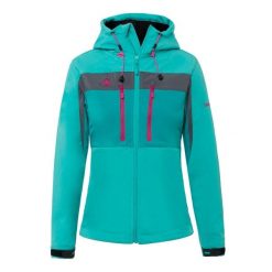 Kobieta trekking kurtka typu softshell izas Inatye. Czerwone kurtki przejściowe sportowe IZAS, m, bez wzorów, z softshellu, bez kaptura, trekkingowe. Za 486.91 zł.
