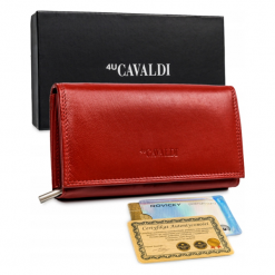 Portfel damski Cavaldi czerwony RD-07-GCL-2166 RED. Czerwone portfele 4U Cavaldi, bez wzorów, ze skóry. Za 69.99 zł.