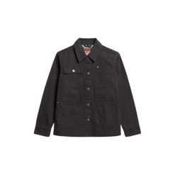 Kurtka z haftem Chore damska Superdry. Czarne kurtki Superdry, bez wzorów, casualowe, bez kaptura. W wyprzedaży za 444.90 zł.