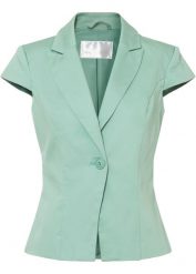 Żakiet z krótkim rękawem, z satyny bawełnianej. Zielone marynarki i żakiety bonprix, bez wzorów, z bawełny, bez ramiączek. Za 149.99 zł.