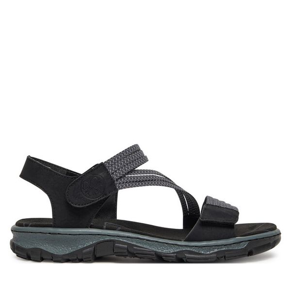 Sandały Rieker. Czarne sandały Rieker, bez wzorów, bez obcasa, na płaskiej podeszwie, bez zapięcia. Za 239.99 zł.