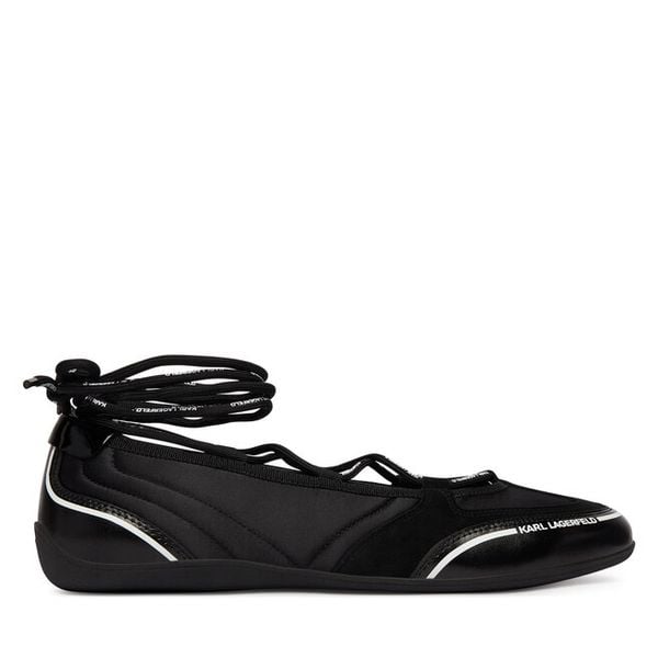 Baleriny KARL LAGERFELD. Czarne baleriny KARL LAGERFELD, bez wzorów, bez obcasa, bez zapięcia. Za 558.99 zł.