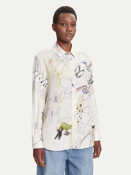 Desigual Koszula Newsarty 25WWCW14 Biały Loose Fit. Białe koszule Desigual, xl, bez wzorów, z wiskozy, bez kołnierzyka, bez ramiączek. Za 229.99 zł.