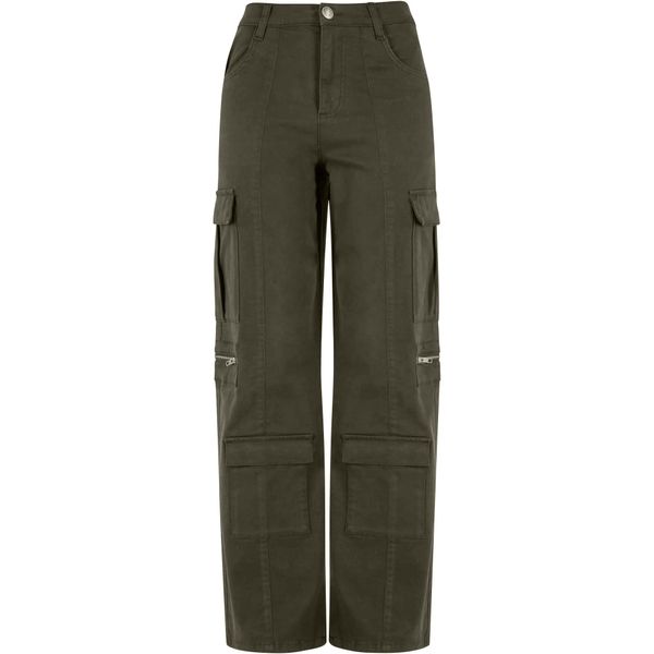Spodnie Damskie Utility Twill Stretch Loose Cargo Trousers. Brązowe spodnie dresowe Urban Classics, bez wzorów, długie. Za 187.99 zł.