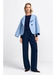 Rich&Royal Spodnie w kolorze granatowym rozmiar: 38. Niebieskie spodnie materiałowe Rich&Royal, bez wzorów, z materiału, z podwyższonym stanem. Za 253.54 zł.