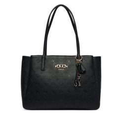 Torebka Guess. Czarne shopper bag Guess, z aplikacjami, bez dodatków. Za 689.99 zł.
