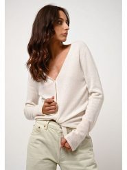 AUTHENTIC CASHMERE Kaszmirowy kardigan "Chalais" w kolorze kremowym rozmiar: M. Brązowe swetry AUTHENTIC CASHMERE, m, bez wzorów, z kaszmiru, bez ramiączek. Za 363.71 zł.