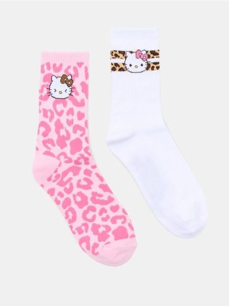 Skarpetki z bawełną 2 pack Hello Kitty - wielobarwny. Skarpetki Sinsay, bez wzorów, z bawełny. Za 12.99 zł.