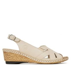 Sandały Rieker. Czarne sandały Rieker, bez wzorów, bez obcasa, na słupku, bez zapięcia. Za 319.99 zł.