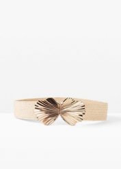 Pasek ze stretchemz efektowną sprzączką. Brązowe paski bonprix, bez wzorów, eleganckie. Za 74.99 zł.