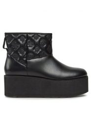 Guess Botki FL8JIA ELE10 Czarny. Czarne botki Guess, z aplikacjami, ze skóry, bez obcasa, na płaskiej podeszwie, bez zapięcia. Za 339.99 zł.
