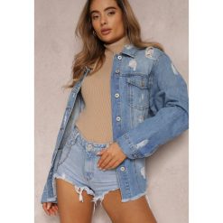 Niebieska Kurtka Jeansowa Raila. Niebieskie kurtki Renee, bez wzorów, z jeansu, klasyczne, bez kaptura. W wyprzedaży za 95.99 zł.