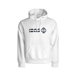 Bluza WACO unisex z logo, regulowanym kapturem i rękawami typu raglan, styl miej. Białe bluzy IZAS, xs, bez wzorów, z jeansu, sportowe, bez ramiączek. Za 252.13 zł.