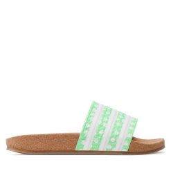 Klapki adidas. Zielone klapki adidas, bez wzorów, sportowe, bez obcasa, bez zapięcia. Za 199.99 zł.