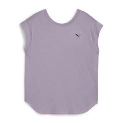 Koszulka damska PUMA Studio Foundations. Fioletowe t-shirty sportowe Puma, xs, bez wzorów, z bawełny, bez ramiączek, na fitness i siłownię. Za 62.99 zł.