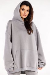 Bluza oversize z kapturem bawełniana szara. Szare bluzy Infinite You, l, bez wzorów, z bawełny, eleganckie, bez ramiączek, z kapturem. Za 259.00 zł.