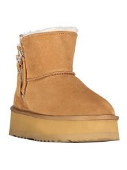 Geographical Norway Botki zimowe "Ozipcache" w kolorze jasnobrązowym rozmiar: 38. Brązowe botki Geographical Norway, bez wzorów, z futra, bez obcasa, bez zapięcia. Za 165.31 zł.