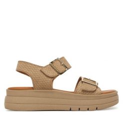 Sandały Tamaris. Brązowe sandały Tamaris, bez wzorów, bez obcasa, na płaskiej podeszwie, bez zapięcia. Za 369.99 zł.