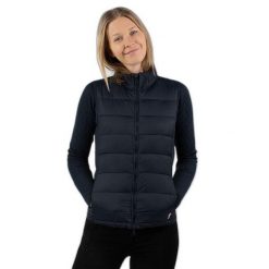 Damska lekka kurtka puchowa bez rękawów Horze Amber. Niebieskie kurtki HORZE, bez wzorów, z puchu, eleganckie, bez kaptura. W wyprzedaży za 275.50 zł.