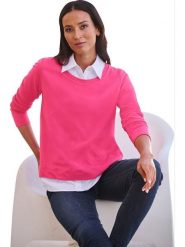 Heine Bluza w kolorze różowym rozmiar: 38. Różowe bluzy bez kaptura Heine, bez wzorów, z bawełny, bez kaptura. Za 55.95 zł.