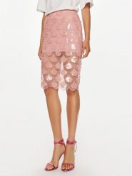 ROTATE Spódnica ołówkowa Dula 1134461922 Różowy Slim Fit. Czerwone spódnice ROTATE, bez wzorów, z syntetyku, ołówkowe. Za 659.99 zł.