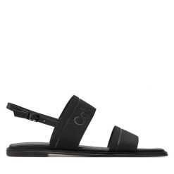Sandały Calvin Klein. Czarne sandały Calvin Klein, bez wzorów, bez obcasa, na płaskiej podeszwie, bez zapięcia. Za 659.99 zł.