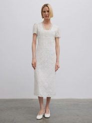 BGN Sukienka w kolorze białym rozmiar: 36. Białe sukienki BGN, bez wzorów, z koronki, bez kołnierzyka, bez ramiączek, midi. Za 87.61 zł.