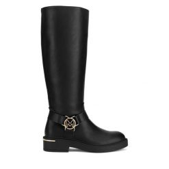 Oficerki MEXX. Czarne kozaki Mexx, bez wzorów, bez obcasa, na płaskiej podeszwie, bez zapięcia. Za 335.99 zł.