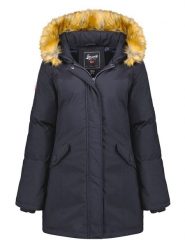 Geographical Norway Parka "Dinasty" w kolorze granatowym rozmiar: 152. Niebieskie płaszcze Geographical Norway, z aplikacjami, bez kaptura. Za 167.28 zł.