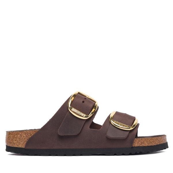 Klapki Birkenstock. Brązowe klapki Birkenstock, bez wzorów, bez obcasa, bez zapięcia. Za 719.99 zł.