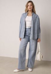 Niebieskie Jeansy z Bawełną o Kroju Balloon z Wysokim Stanem Palosa. Niebieskie jeansy Born2be, bez wzorów, z bawełny, biznesowe, z podwyższonym stanem. Za 109.99 zł.