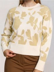 Sweter ze wzorem - kremowy. Białe swetry Sinsay, l, bez wzorów, bez ramiączek. Za 59.99 zł.