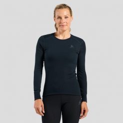 Koszulka termoaktywna z długim rękawem damska ODLO Active Warm BL Top Crew Neck. Niebieskie bielizna termoaktywna damska ODLO, bez wzorów, bez ramiączek. Za 259.99 zł.