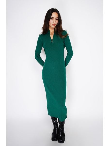 ASSUILI Kaszmirowa sukienka dzianinowa w kolorze ciemnozielonym rozmiar: 36. Zielone sukienki Assuili, bez wzorów, z dzianiny, klasyczne, bez kołnierzyka, bez ramiączek, maxi. Za 152.98 zł.
