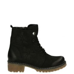 OCIEPLANE BOTKI Z NUBUKU 0822091 BLACK. Czarne botki Venezia, bez wzorów, z nubiku, bez obcasa, bez zapięcia. Za 169.00 zł.