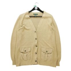Second life - Kardigan bez rękawów z lnu dla kobiet - Stan bardzo dobry. Brązowe swetry Ralph Lauren, s, bez wzorów, z dzianiny, eleganckie, bez ramiączek. Za 68.12 zł.