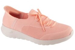 Buty sportowe Sneakersy damskie, Slip-Ins: Go Walk Joy - Abby. Czerwone buty treningowe Skechers, bez wzorów, z materiału, przed kostkę, bez zapięcia, trekkingowe. Za 299.99 zł.