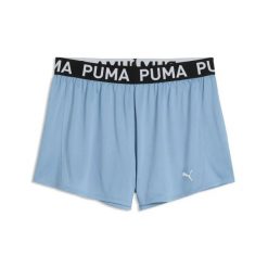 Damskie szorty z dzianiny Puma Strong 3". Niebieskie szorty sportowe Puma, bez wzorów, z dzianiny, do biegania. Za 149.50 zł.