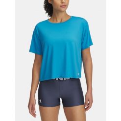 T-Shirt Damski Sportowy Under Armour Motion. Niebieskie t-shirty sportowe Under Armour, bez wzorów, bez ramiączek, na fitness i siłownię. W wyprzedaży za 47.26 zł.