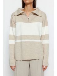 Trendyol Sweter w kolorze beżowym rozmiar: M. Brązowe swetry Trendyol, m, bez wzorów, bez ramiączek. Za 73.99 zł.