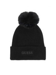 Guess Czapka AW5650 WOL01 Czarny. Czarne czapki zimowe Guess, z aplikacjami. Za 154.99 zł.
