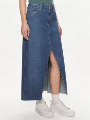 Lee Spódnica jeansowa 112349007 Niebieski Loose Fit. Niebieskie spódnice Lee, bez wzorów, z bawełny, maxi. Za 199.99 zł.