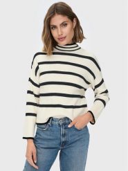 ONLY Sweter Fibi 15259096 Beżowy Regular Fit. Brązowe swetry ONLY, l, bez wzorów, z wiskozy, bez ramiączek. Za 79.99 zł.