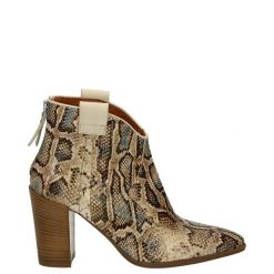 BOTKI Z MOTYWEM ZWIERZĘCYM AI41 LANNY AZULL. Botki Venezia, bez wzorów, ze skóry, bez obcasa, bez zapięcia. Za 399.00 zł.