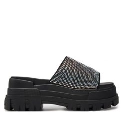 Klapki Buffalo. Czarne klapki Buffalo, bez wzorów, bez obcasa, bez zapięcia. Za 299.99 zł.
